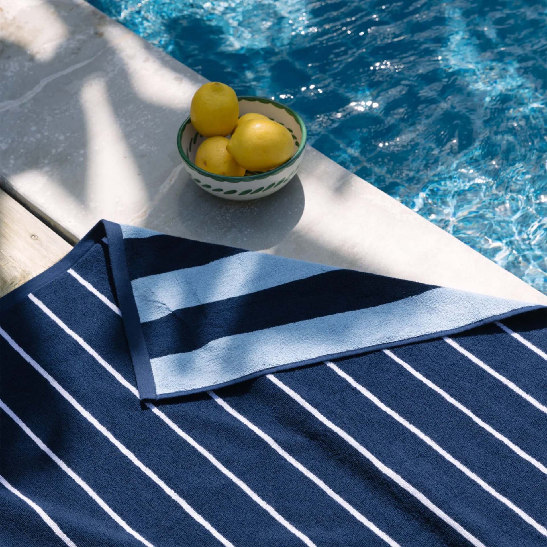 Torres Novas Pena Strandtuch 100x180cm marin, hellblau, weiss